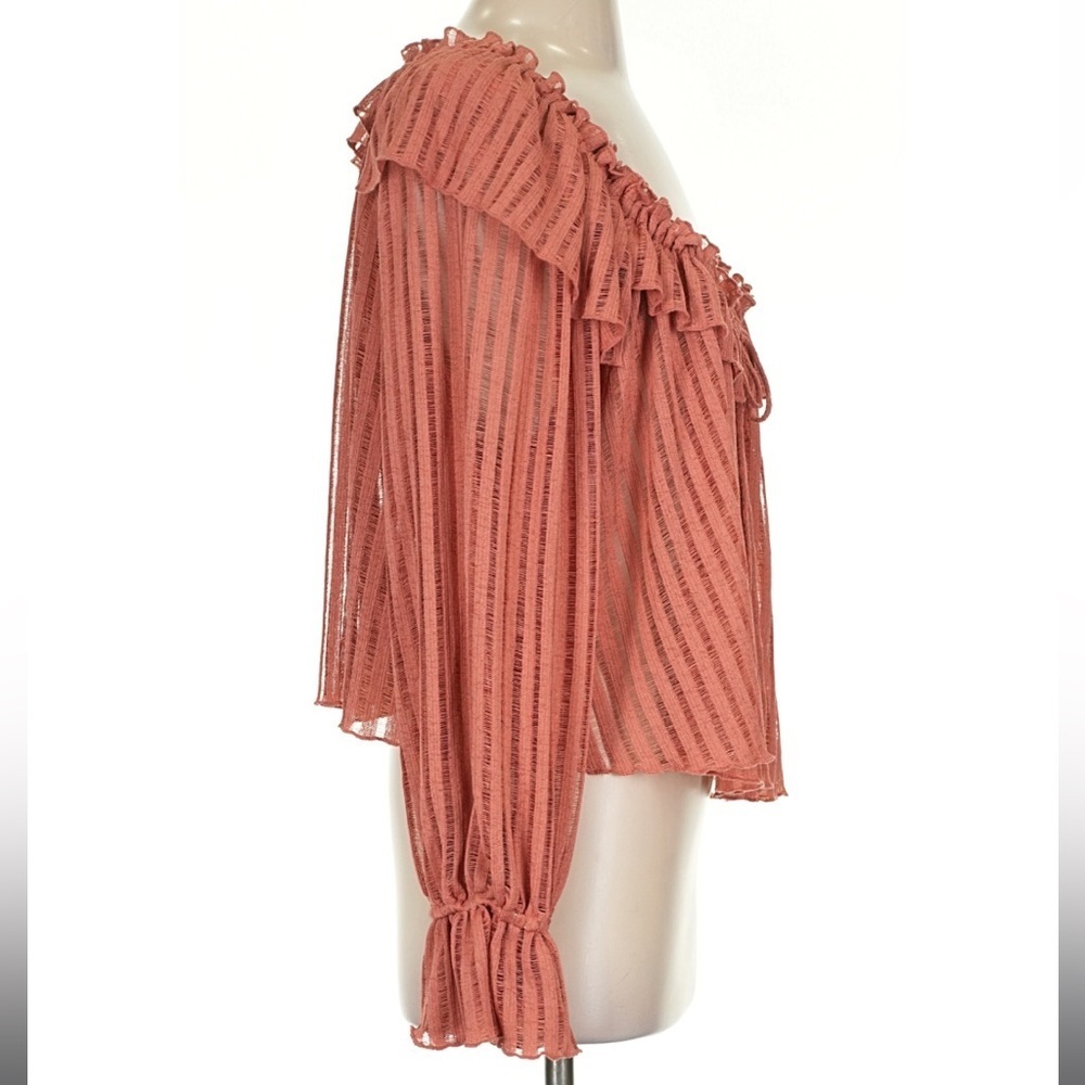 Anthropologie Rose Romantic Poet Ruffle Off The Shoulder Top Women’s Small - Picture 4 of 6